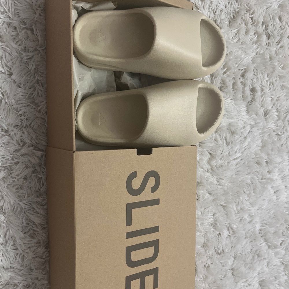 bone colored yeezy slides